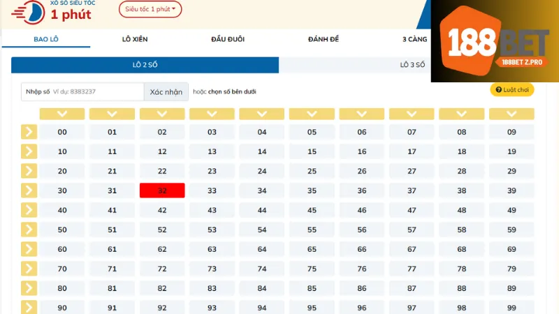Chiến lược chơi xổ số siêu tốc 188bet hiệu quả