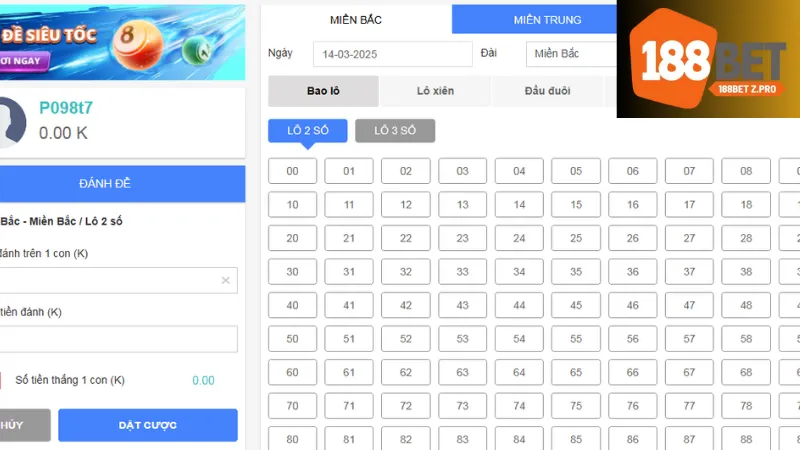 Hướng dẫn cách chơi lô đề 3 miền 188bet